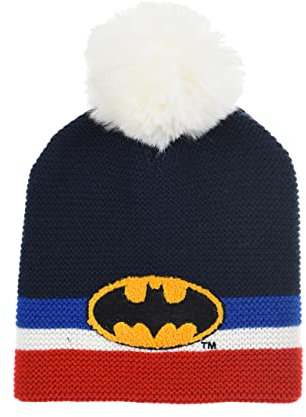 Batman Kinder Jungen Winter-Mütze Bommelmütze, Farbe:Dunkel-Blau, Größe:52