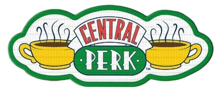 FRIENDS Central Perk - Parche bordado para planchar (talla única), color amarillo y verde, Amarillo/Verde/Blanco, Taille unique