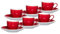 Ritzenhoff & Breker Doppio Espressotassen mit Untertassen, 6er Set, 80 ml, Rot, Porzellan, Buntes Mix-und-Match-Geschirr