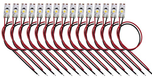 HUAZIZ 15 pcs 1-LED Hausbeleuchtung 8 mm Weiss mit Kabel 10cm, Modellbau Led Beleuchtung, modellbau beleuchtung modelleisenbahn beleuchtung