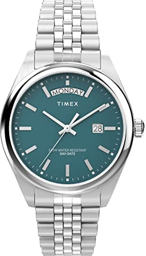 Timex Trend Herren-Armbanduhr, 41 mm, Edelstahlarmband, grünes Zifferblatt, Edelstahlgehäuse TW2V68000