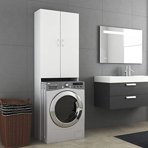 Leepesx Mobile per Lavatrice Bianco 64x25,5x190 cm,Mobile per Lavatrice,Mobile Lavatrice,Mobiletto Lavatrice Salvaspazio