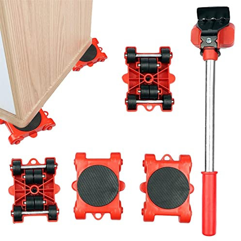 Lecerrot Herramienta para Levantar Muebles | Deslizadores de Rodillos de Transporte y Palanca Ajustable,Kit de traslado de Muebles para lavadoras y frigoríficos