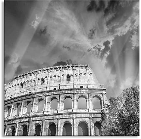 Pixxprint Glasbild, Wandbild auf Echtglas, klassisches Colloseum in Rom, 50x50 cm, inkl. Aufhängung und Abstandshalter