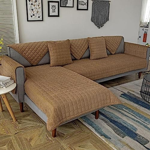 uyeoco Samt-Sofabezug Ecksofa l Form Sofa Überzug Couchbezug Sofa/Couch Wurfdecke Eckcouch 3/2 Sitzer Sofaschutz Schonbezug Sofaschoner Sofabezüge rutschfest Hund Katze (Color : #13, Size : 90x160cm)