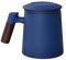 Teetasse mit Deckel und Sieb, 400ml Große Palisandergriff Keramik Teetassen, Matte Steinzeug Glasierte Teetassen für Einweichen (Blau)