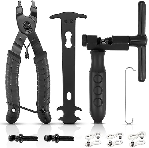 FAELNK Tronchacadenas Bicicleta Kit Tronchacadenas Bicicleta Alicates de Enlace de Bicicleta+Cortador de Divisor de Cadena+Removedor de Remaches para 5/6/7/8/9/10/11/12 Cadenas de Velocidad