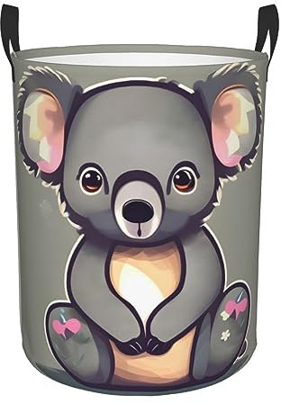 The Lovely Koala - Cesta redonda impermeable de tela Oxford grande con asas, almacenamiento de juguetes