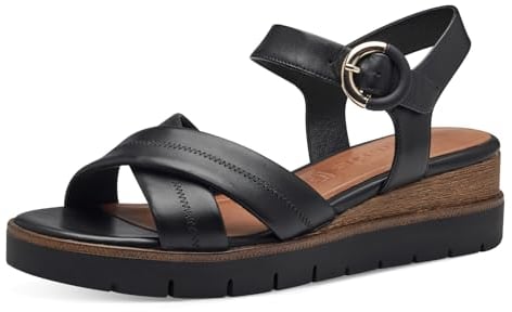 Tamaris Damen Plateau Sandalen Leder Sommer; BLACK LEATHER/schwarz; 37 EU