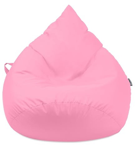 Droplet-Lounge Tropfenform Sitzsack mit Füllung | für Kinder Erwachsene | Indoor & Outdoor geeignet | Wasser-& Schmutzabweisend | Sitzkissen Bodenkissen Beanbag (XL Durchmesser 70 cm, Puderrosa)