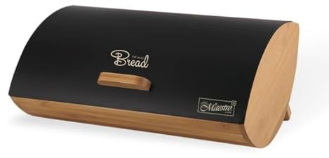 Feel Maestro Boîte à pain MR-1775-BLACK Noir Bois Métal Bambou 25 x 13,3 x 36,5 cm