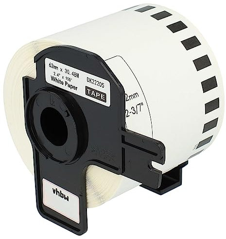 vhbw Etiketten-Rolle 62mm x 30,48m (1 Etikette) Ersatz für Brother DK-22205 für Etiketten-Drucker