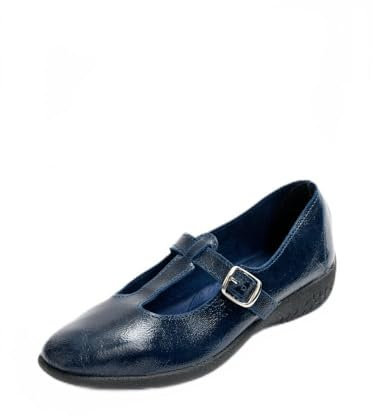 Afibel Ballerinas, Lack, breit, komfortabel, Leder, blau, 39 EU Large
