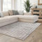 Interiyou Teppich Wohnzimmer Cannes - 140x200 cm Grau - Für Schlafzimmer, Esszimmer, Kinderzimmer - Kurzflorteppich skandinavisches Boho Muster - Hoch-Tief Effekt - Flach mit Geometrischem Muster