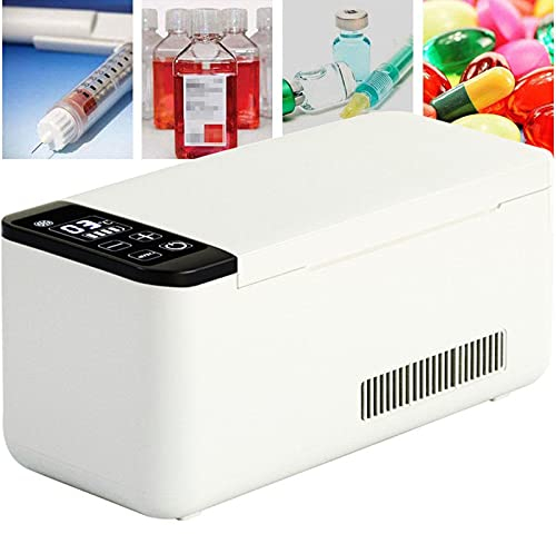 KSWBD Scatola di raffreddamento frigorifero per insulina di grande capacità, carrello per viaggi in auto portatile mini frigorifero, più fresco e caldo, ricarica USB, con batteria