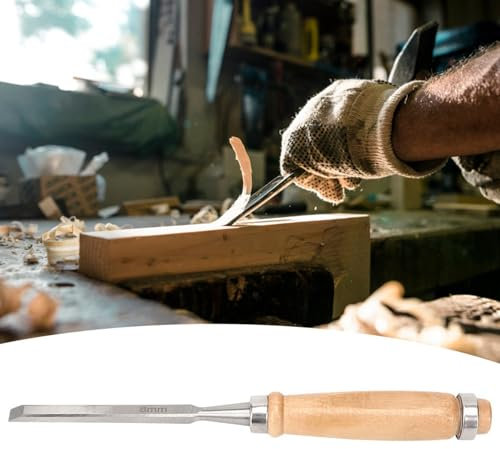 Bevel Edge Wood Chisel Set 8mm Chrome Vanadium Steel with Ergonomic Beech Handle for Carpentry Joinery Furniture Making