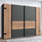 Kleiderschrank Schwebetüren Drehtüren 2 Kleiderstangen Einlegeböden Industrial Look Graphit Fichte 272x208x65 cm