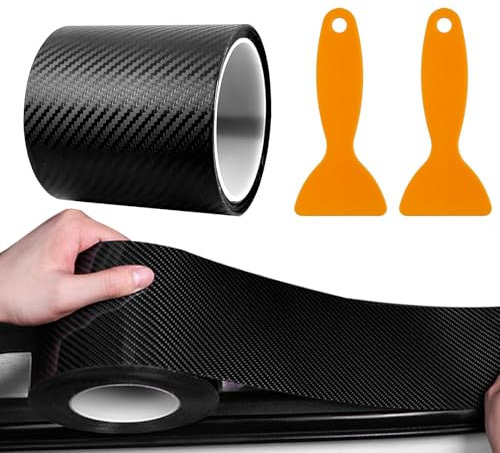 LHOEST Autofolie Carbon Schwarz, Carbon Folie Auto Motorrad 10cm*3m, Dekorative Auto Carbonfolie, Einstiegsleisten Schutz Selbstklebend, Karbon Folie für Auto Lackschutzfolie