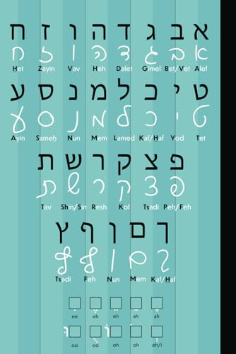 Hebrew Notebook With Print and Script Aleph Bet and Vowel Chart Light Blue: Right to Left Composition (120 pages, 6 x 9)