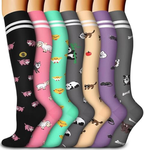ACTINPUT 7 Paar Kompressionsstrümpfe Damen und Herren, Kompressionssocken Stützstrümpfe Compression Socks Laufstrümpfe Kompression für Flug,Sport,Reisen, Radsport, krankenschwester