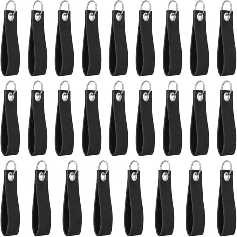 26 STK Filz Schlüsselanhänger Rohling mit Ringe, DIY Blanko Schlüsselanhänger Filzanhänger zum Selber Machen, Filz Schlüsselring Rohling Beschriftbar für DIY Handwerk Auto Basteln Taschen, Schwarz
