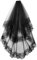 Schleier Schwarz Halloween Spitzenschleier Doppelschichtig Brautschleier mit Kamm Doppelschleier Gothic Damen Hochzeitsschleier Lang Softtüll Hexe Zombiebraut Witwenschleier für Cosplay Karneval