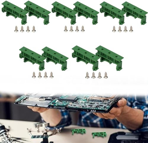 35mm Din-Schienenmontage,10 Stück PCB DIN C45 Schiene Hutschienen Adapter Kunststoff mit 20 Schrauben zum Sichern und Halten von Leiterplatten oder elektronischen Schaltgeräten für 35mm DIN-Schiene