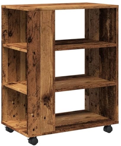 vidaXL Rollcontainer, Aktenschrank mit Stauraum, Rollschrank für Büro Arbeitszimmer, Bürocontainer Büroschrank, Altholz-Optik Holzwerkstoff
