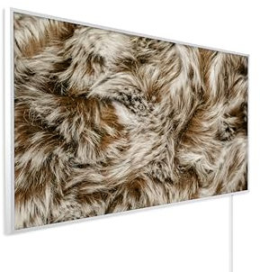 Könighaus Bildinfrarotheizung - 1000 Watt | 5 Jahre Garantie | Doppelter Überhitzungsschutz | Ultraflacher Heizkörper für 14-26 m² | Rahmenfarbe: Weiß | Motiv: 02. Fellwärme