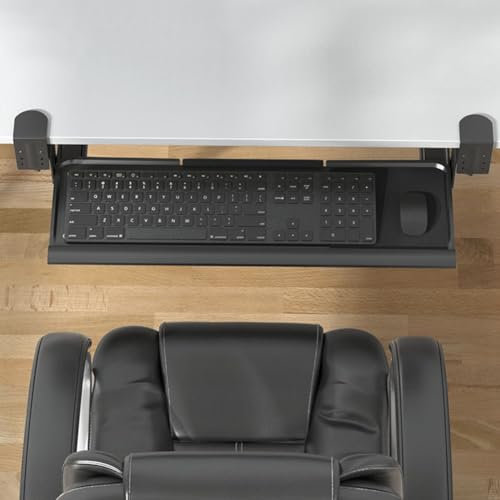 Ergonomic Keyboard Tray Under Desk with Sturdy C Clamp Mount,Pull Out Keyboard & Mouse Tray, 23.6X7.9 in Slide Out Platform Computer Drawer for Typing, Easy Assembly/Black/One Size (Black One Size)