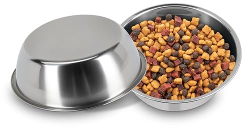 2 Pack Stainless Steel Cat Bowl, Metal Pet Food Bowl, Basic Dog Bowls for Small Dogs Puppy, Replacement Pet Feeding Bowls Dishwasher Safe(13.2cm)
