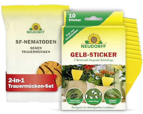 Neudorff Trauermücken-Set – 5 Mio. SF-Nematoden und Gelbsticker zur natürlichen und schnellen Bekämpfung von Trauermücken mit Sofort- & Langzeitwirkung