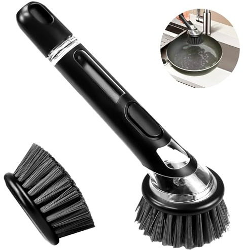 NISENTIA Spülbürste mit Spülmittelspender – Befüllbare Spülbürste für Pfanne, Topf, Geschirr, Spülbecken | Ergonomische, langlebige & vielseitige Küche Reinigungsbürste