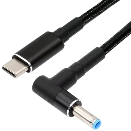 NFHK USB-C 100W 20V Entrée vers DC 4.5 * 3.0mm PD Power 65W Sortie Câble de Charge Prise en Charge QC PD Type-C compatible avec Ordinateur Portable HP