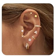 Diamday 8 Paar Ohrringe Gold Silber Chirurgenstahl Piercing Ohr Helix Piercings Ohrstecker Gold Medizinische Ohrstecker Hypoallergene Creolen Ohrringe Set Piercing Ohr Conch Tragus Helix Piercings Set