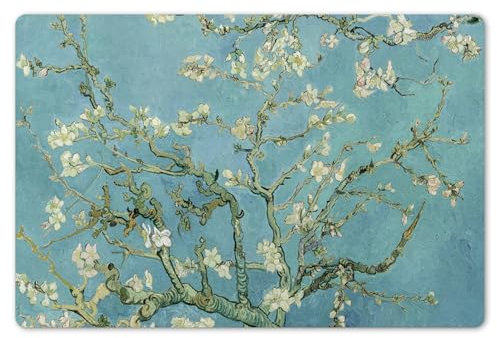 KitchenYeah© Platzsets Abwaschbar 6-Teilig 45x30 cm Tischsets Platzdeckchen rutschfeste Platzset Unterlage Tisch Set Esstisch Modern Placemats Van Gogh - Mandelblüte - Alte Meister - Kunst - Vintage