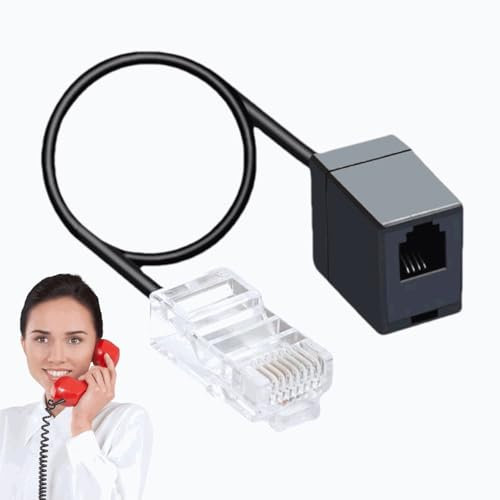 TECHZOCO Cable Adaptador teléfono RJ45 Macho a RJ11 hembra, Cable de red a teléfono, 1x RJ45 male 8P8C to RJ11 female 6P4C, Adaptador Rj45 a Rj11, Plug and Play, Longitud 35 cm