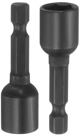 sourcing map 2Pcs 1/4 Hex Shank 10mm Magnetic Hex Socket 48mm Length, CR-V Steel Quick-Release Impact Driver Socket Wrench Screw for Impact Drill Power Nut Setter