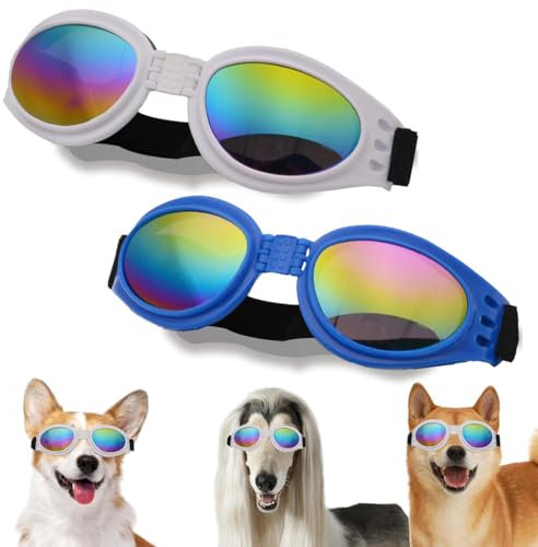 COYUN 2 Pièces Article Lunettes pour Chien, Lunette de Soleil pour Chiens, Lunettes de Protection pour Le Voyage pour Animaux, Protection UV et Étanche