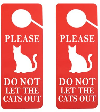 2PCS Don' t Let The Cats Out/In Door Only Cat Door Hanger Sign Funny Cat Lovers Decoration Ideal for House (cats out UK)