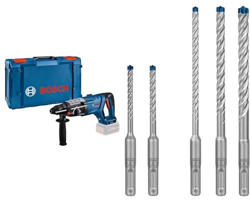 Bosch Professional 18V System Akku-Bohrhammer GBH 18V-28 D (KickBack Control, ohne Akku/Ladegerät) + 5x Expert SDS plus-7X Hammerbohrer Set (für Stahlbeton, Ø 5-10 mm)