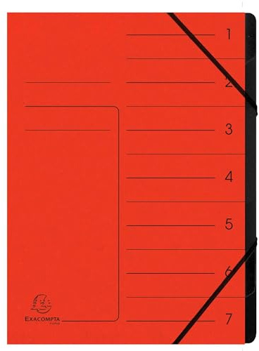 Exacompta - Ref. 540705E – Karton mit 10 Ordnern mit Klammerrücken – mit Gummibändern – bedruckter Deckel aus Glanzkarton und schwarzer Innenseite aus recycelter Karte – 7 Fächer – 24,5 x 32 cm – A4