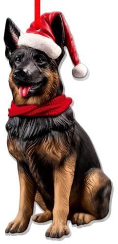GROWTHMAGIC German Shepherd Christmas Ornaments - Black Tan German Shepherd Dog Ornaments for Christmas Tree Pet Decoration Gifts for Dog Mom Dad