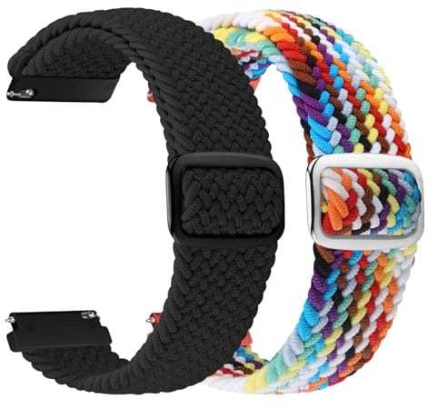 YONGBB 2 Stück 20mm Geflochtenes Armband Kompatibel mit Garmin Venu/Venu 2 Plus/Venu Sq, Vivoactive 6/5/3, Quick Release Sportarmband für Amazfit Bip 3/Active 2, Amazfit GTS 4/3/2 Damen Herren