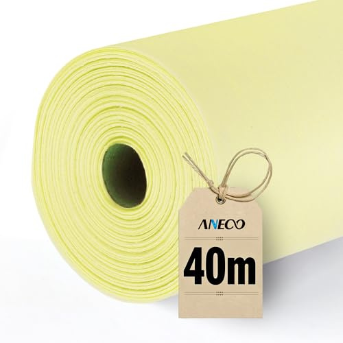 Aneco Vlies Einweg-Tischläufer(30cm x 40m) , Hellgelb, Dekoratives Tischband als Papierrolle für Hochzeiten, Taufen, Kommunionen, Geburtstage, Weihnachten & Feierlichkeiten, reißfest & wasserfest
