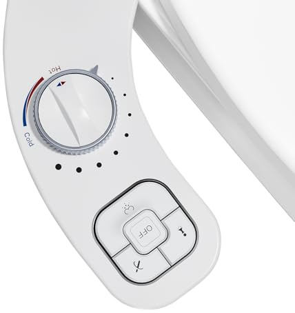 OLUFIA Bidet chaud et froid, bidet à eau chaude pour Toliet, bidet chaud non électrique avec pression d'eau réglable, double buse arrière et lavage féminin – Auto-nettoyant (blanc)