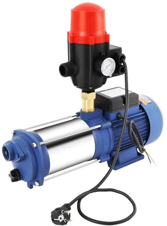 Wasserpumpen, 2500W Blau Kreiselpumpe Gartenpumpe Hauswasserwerk mit Druckschalter und Vibrationsdämpfender Standfuß 2850 U/min, zur Bewässerung von Bauernhöfen, Springbrunnen, Gärten