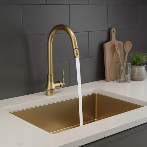 Robinet de cuisine en bronze, haute pression avec douchette extensible, pivotant à 360°, mitigeur d'évier en acier inoxydable, installation facile