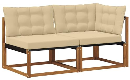vidaXL Outdoor Mittel- und Ecksofa 7 Stück Natur Massivholz Akazie, Balkonmöbel, moderner Outdoor-Stil, langlebiges Akazienholz-Loungeset für chillige Gartenmomente