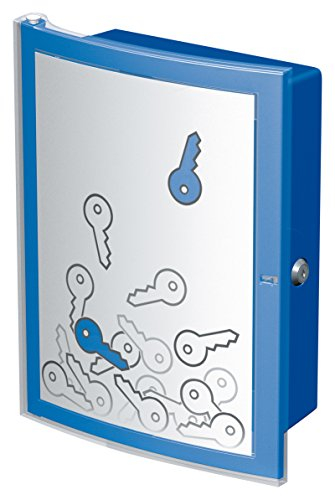 HAN 4023-14, boîte à clés INDEX, design personnalisé, fonctionnelle, sûre et verrouillable, grand volume pour 63 clés, bleu